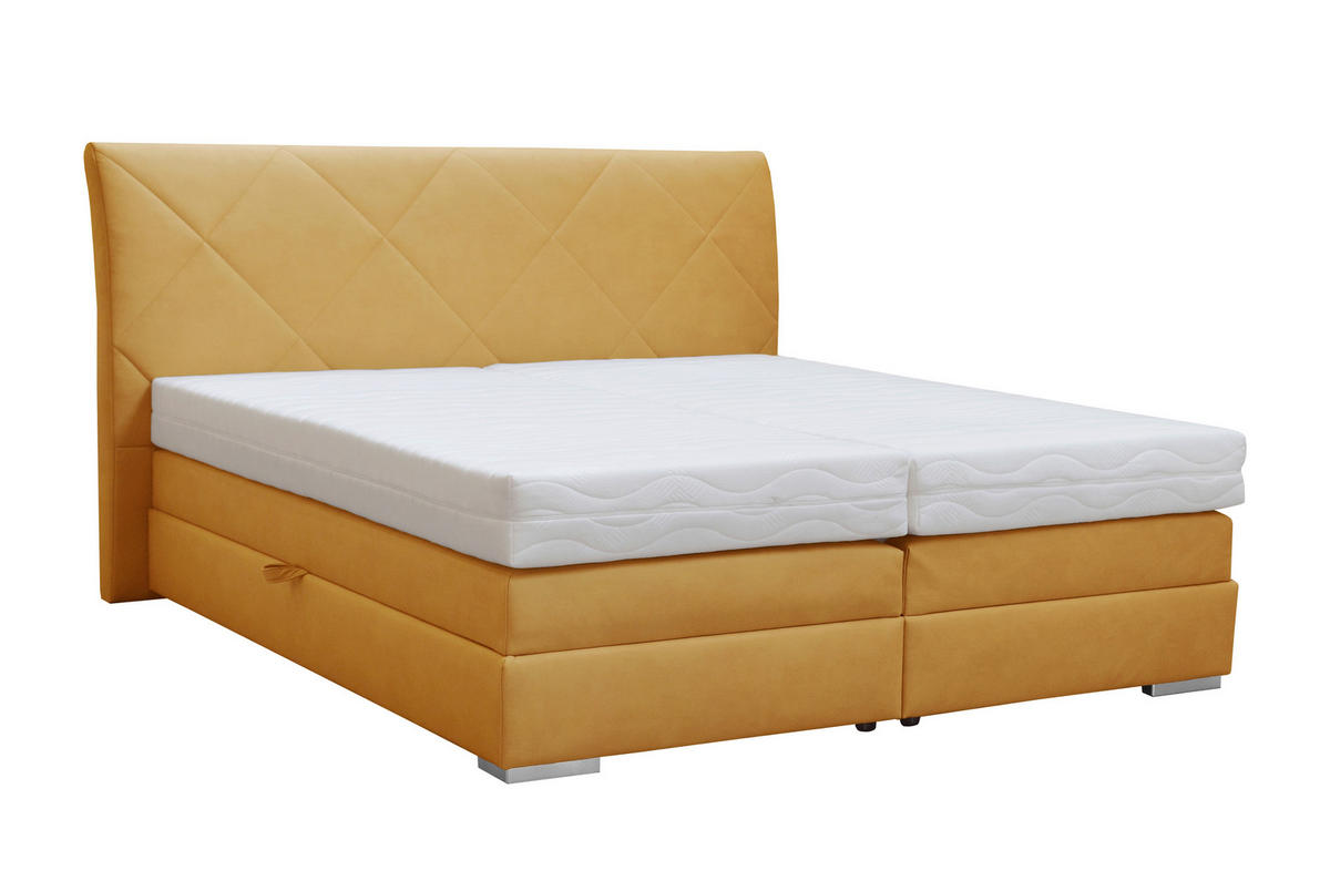 BOXSPRING-ÁGY 180/200 cm  sárga  - sárga/króm, Basics, textil (180/200cm) - Esposa