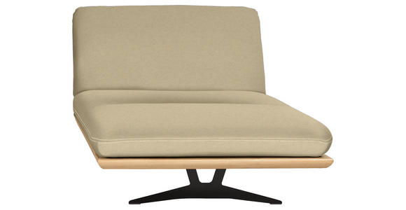 OTTOMANE Palermo in Echtleder Beige  - Beige/Schwarz, Design, Leder/Holz (114/92/165cm) - Dieter Knoll