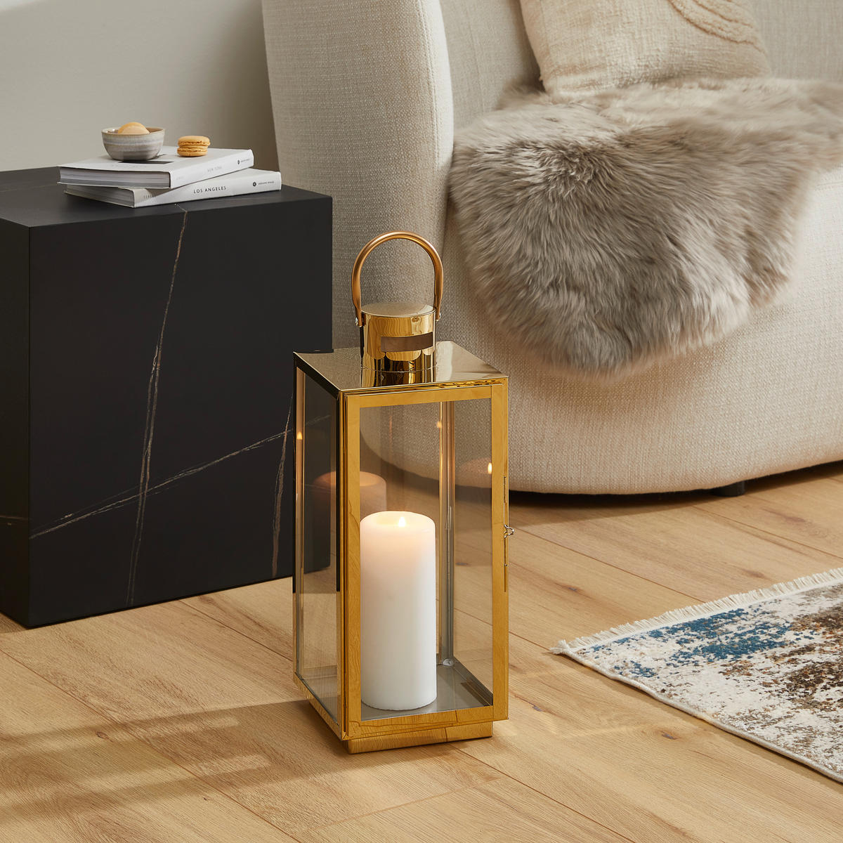 LATERNE - Goldfarben, LIFESTYLE, Glas/Metall (18/42/17cm) - Ambia Home