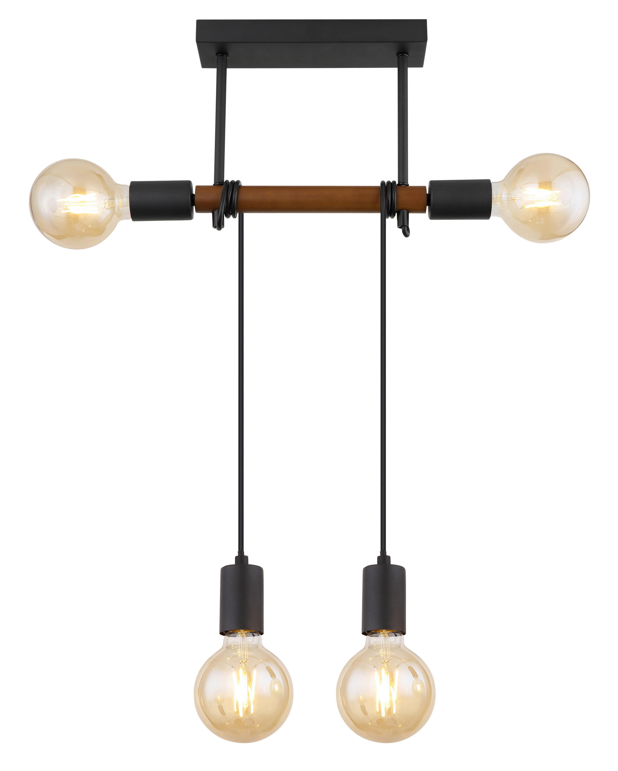 HÄNGELEUCHTE 39/6/100 cm   - Schwarz/Braun, Basics, Holz/Metall (39/6/100cm) - Globo