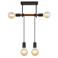 HÄNGELEUCHTE 39/6/100 cm   - Schwarz/Braun, Basics, Holz/Metall (39/6/100cm) - Globo
