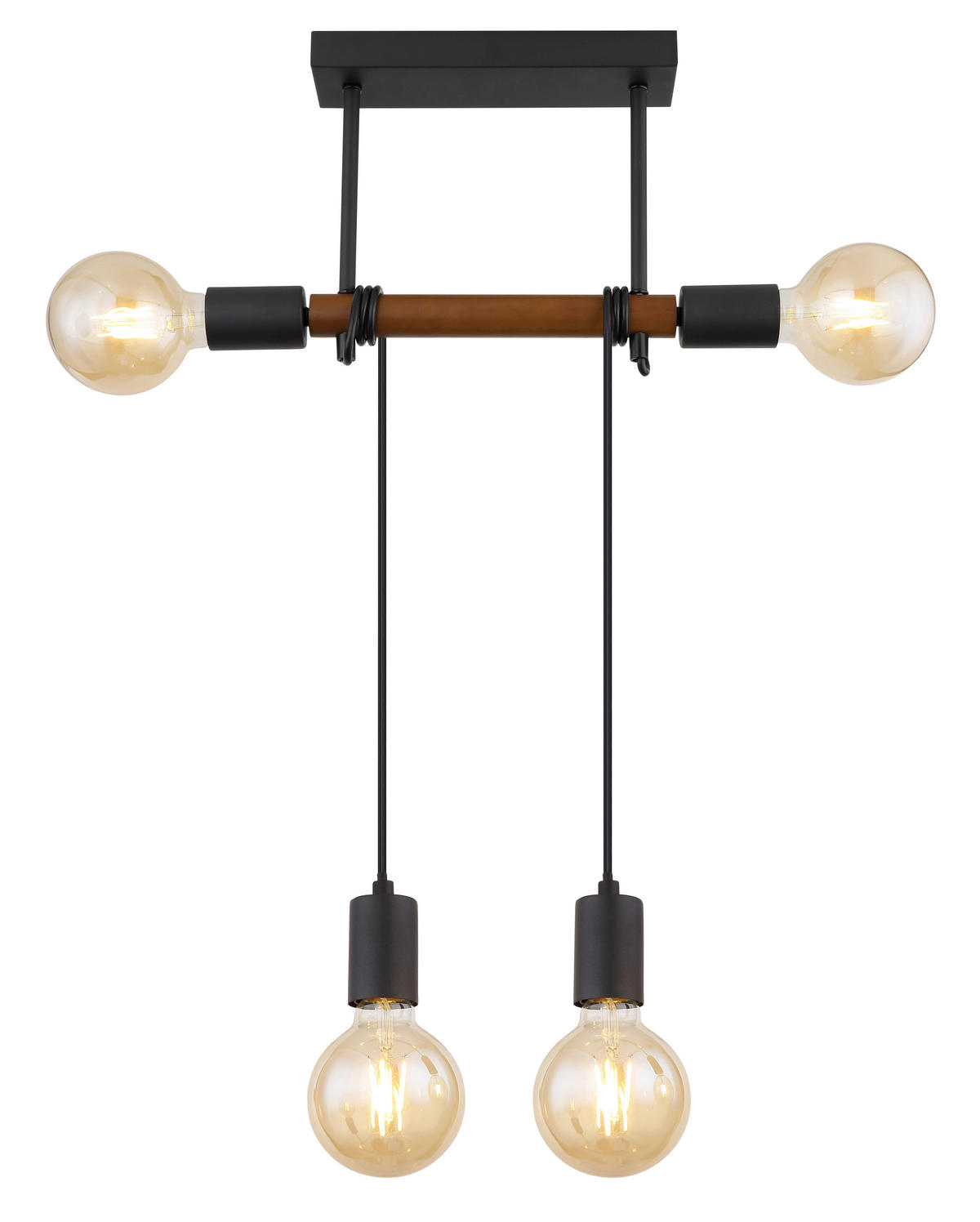 HÄNGELEUCHTE 39/6/100 cm   - Schwarz/Braun, Basics, Holz/Metall (39/6/100cm) - Globo
