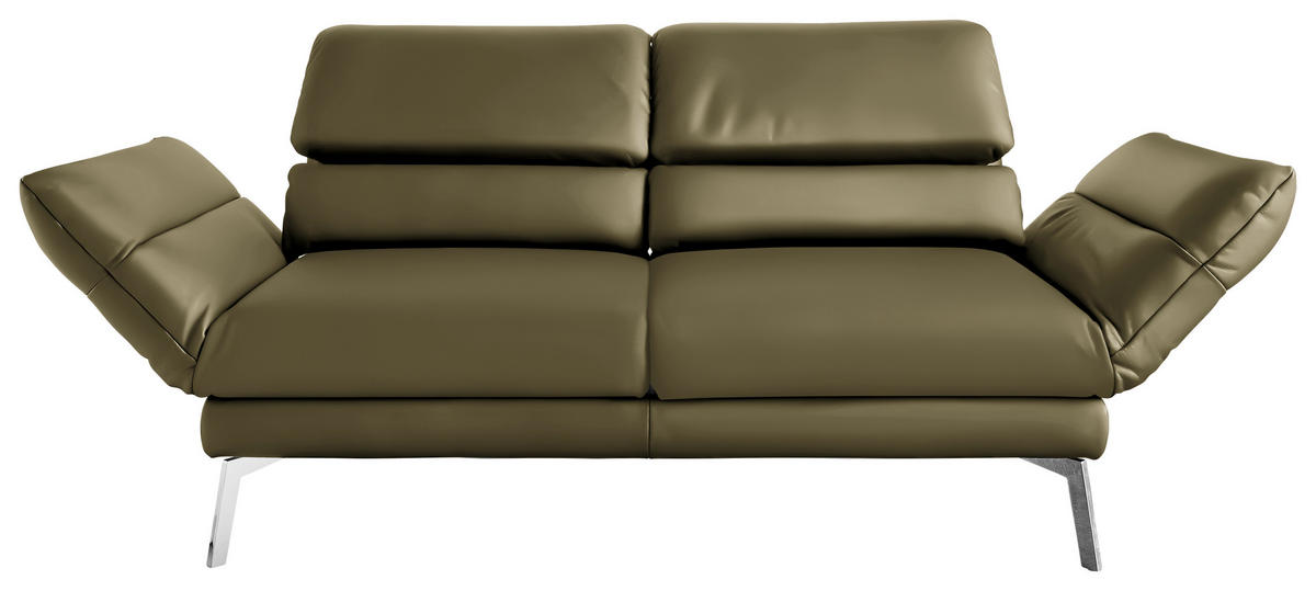 2-SITZER-SOFA Echtleder Grün  - Chromfarben/Grün, Design, Leder/Metall (178-226/82/96-177cm) - Dieter Knoll