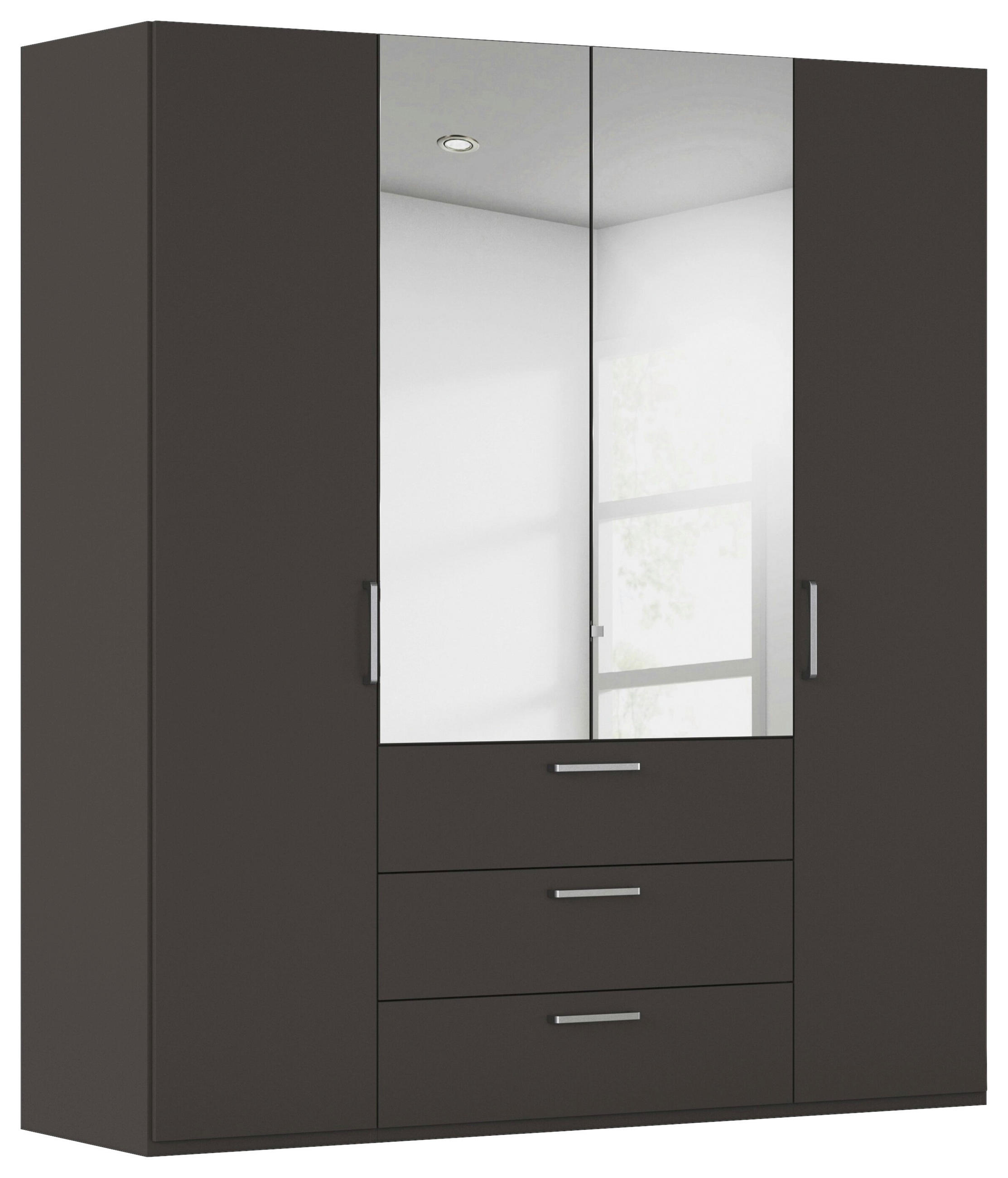 DREHTÜRENSCHRANK 201/223/61 cm,  in Graphitfarben, 4-türig  - Chromfarben/Edelstahlfarben, Basics, Glas/Holzwerkstoff (201/223/61cm) - Novel
