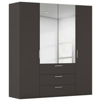 DREHTÜRENSCHRANK 201/235/61 cm,  in Graphitfarben, 4-türig  - Chromfarben/Edelstahlfarben, Basics, Glas/Holzwerkstoff (201/235/61cm) - Novel