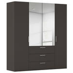 DREHTÜRENSCHRANK 201/223/61 cm,  in Graphitfarben, 4-türig  - Chromfarben/Edelstahlfarben, Basics, Glas/Holzwerkstoff (201/223/61cm) - Novel