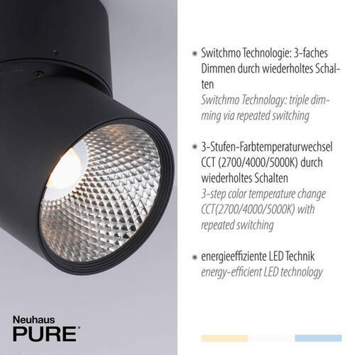 LED-DECKENLEUCHTE 15/15/16 cm   - Schwarz, Basics, Kunststoff/Metall (15/15/16cm) - Neuhaus PURE