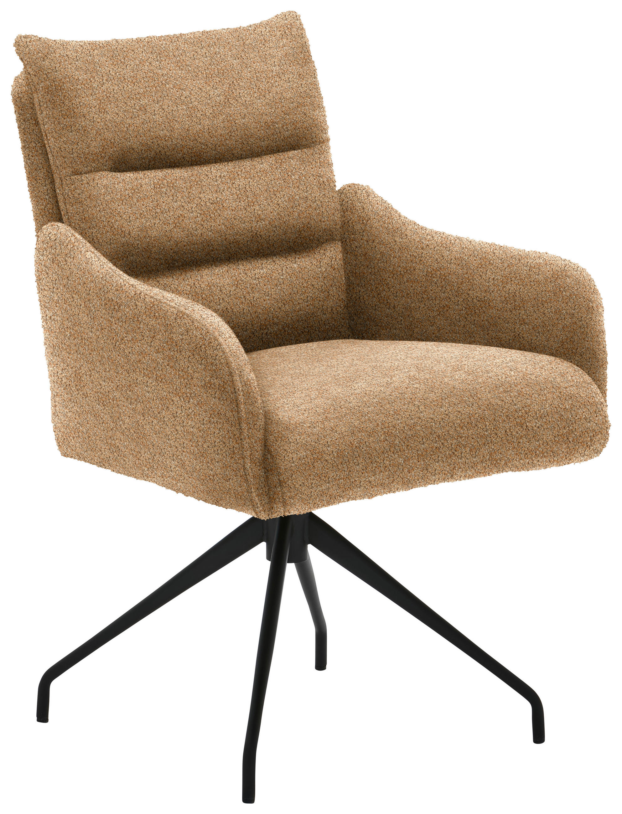 ARMLEHNSTUHL  Beinauswahl, Lederauswahl, Stoffauswahl, Sitzfläche 360° drehbar, Gestellauswahl Chenille  Cognac  - Cognac/Schwarz, Design, Textil/Metall (62/86/68cm) - Welnova