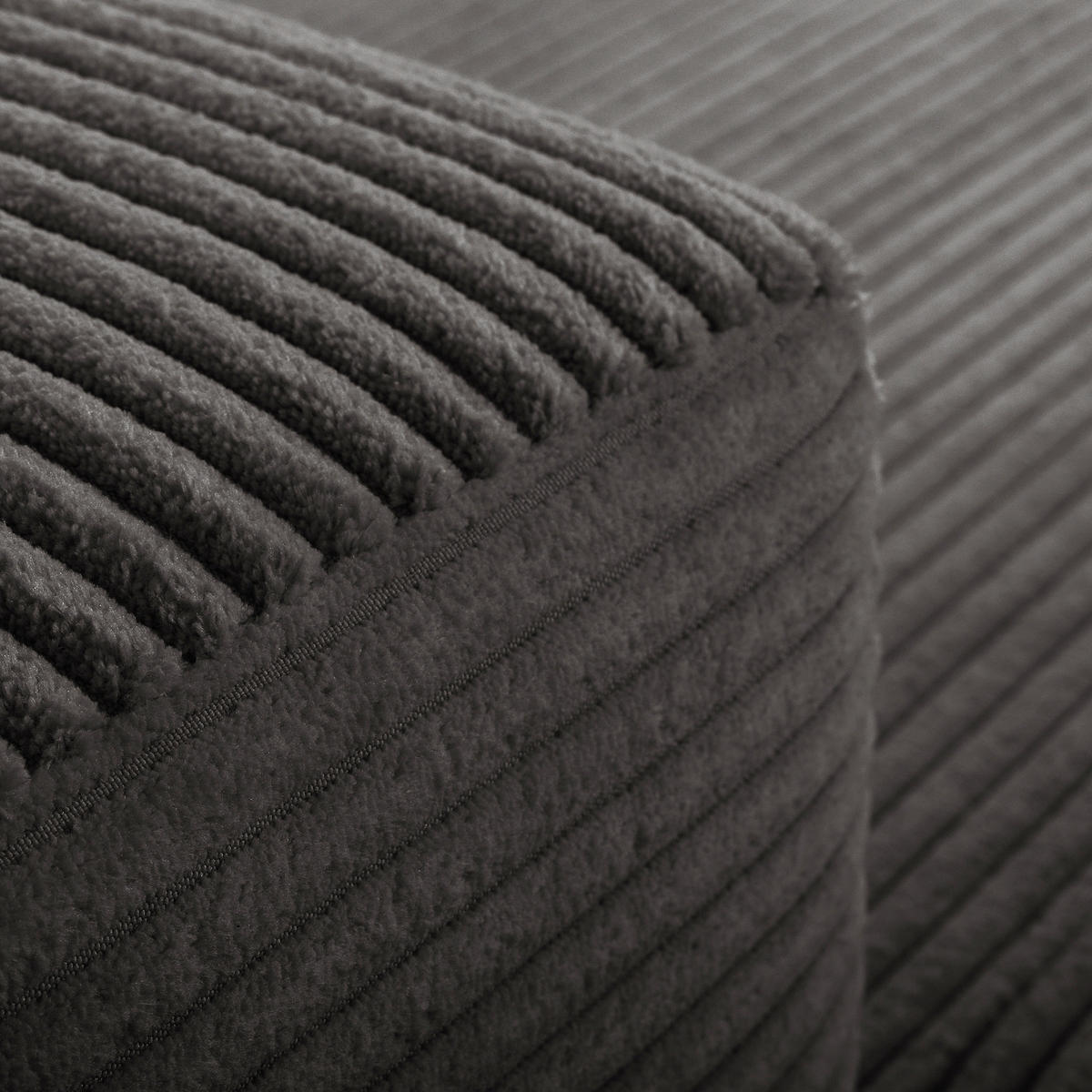 ECKSOFA RENO Grau Cord Relaxfunktion, Kopfteilverstellung  - Schwarz/Grau, Design, Kunststoff/Textil (184/248cm) - Livetastic