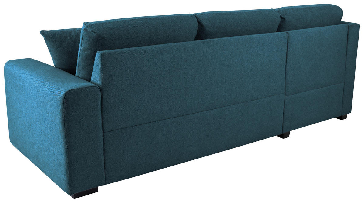ECKSOFA LUKAS Blau Struktur Zierkissen, Bettkasten  - Blau, Trend, Textil (158/239cm) - P & B