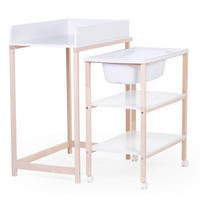 WICKELTISCH 2in1 Set Wickeltisch + Badewanne Weiß, Buchefarben  - Buchefarben/Weiß, KONVENTIONELL, Holzwerkstoff/Kunststoff (91,5/53,5/106,5cm) - Childhome