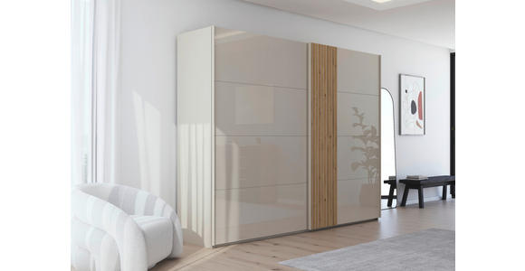 SCHWEBETÜRENSCHRANK 262/223/68 cm 2-türig Eichefarben, Champagner - Champagner/Eichefarben, Design, Glas/Holzwerkstoff (262/223/68cm) - Novel