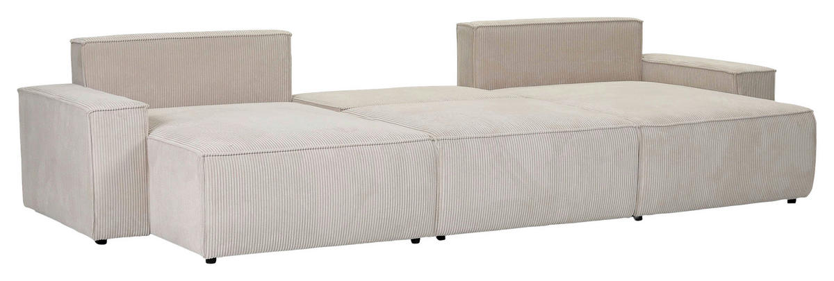 WOHNLANDSCHAFT Naturfarben Cord  - Schwarz/Naturfarben, KONVENTIONELL, Kunststoff/Textil (155/348/155cm) - Carryhome