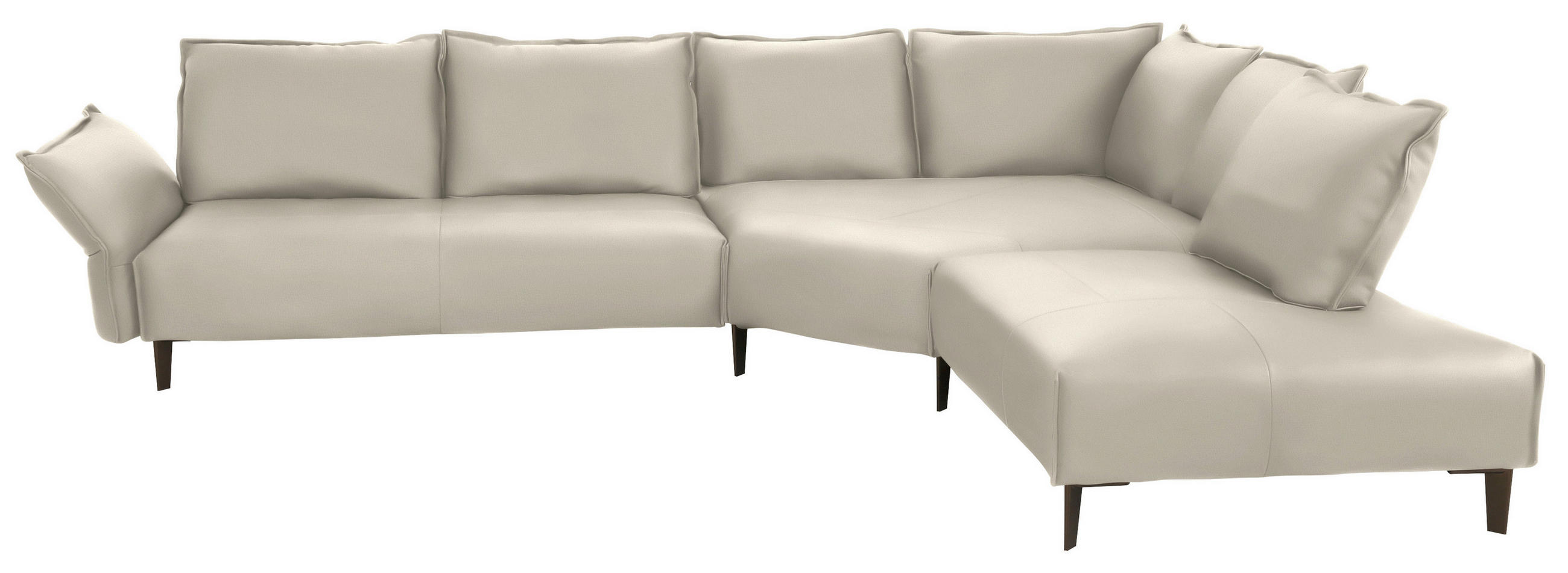 ECKSOFA in Echtleder Hellgrau  - Hellgrau/Schwarz, Design, Leder/Metall (340/272cm) - W.Schillig
