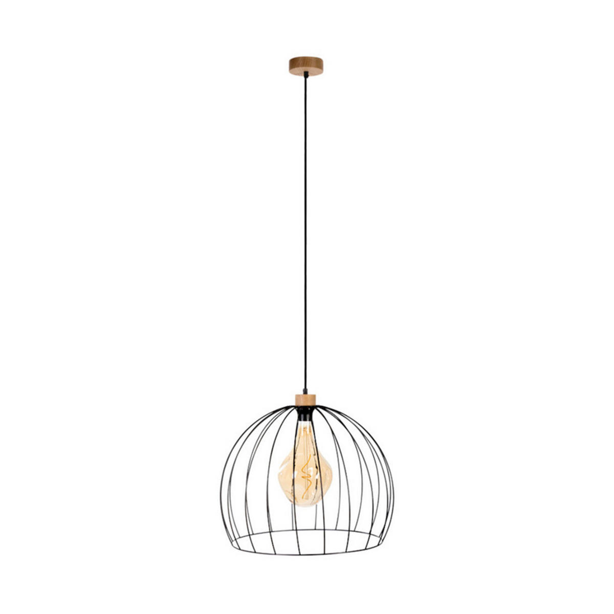 PENDELLEUCHTE Caro 49/148 cm   - Schwarz, MODERN, Holz/Metall (49/148cm)