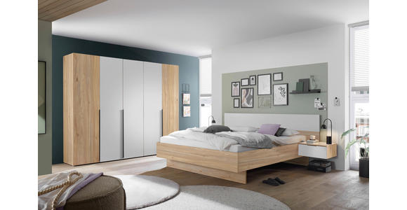 SCHLAFZIMMER 180/200 cm in Weiß, Eichefarben - Eichefarben/Weiß, KONVENTIONELL, Holzwerkstoff (180/200cm) - Carryhome
