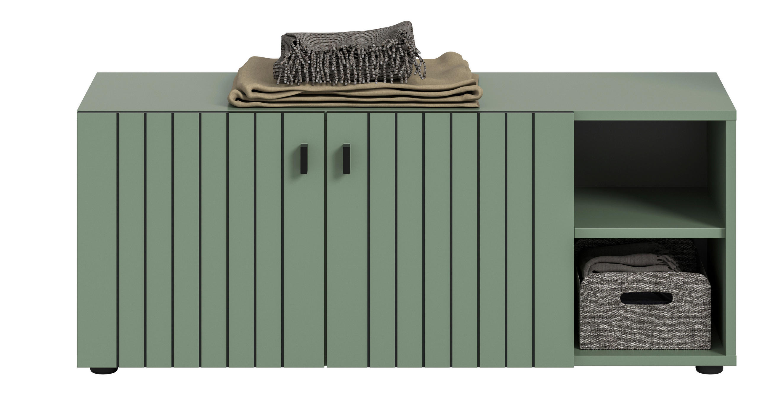 SITZBANK 106/43/37 cm Graugrün  - Schwarz/Graugrün, Design, Metall (106/43/37cm) - MID.YOU