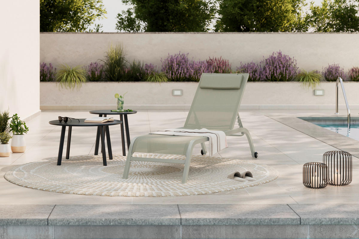 SONNENLIEGE 198/34/87/62 cm  - Grün, MODERN, Textil/Metall (198/34/87/62cm) - Ambia Garden