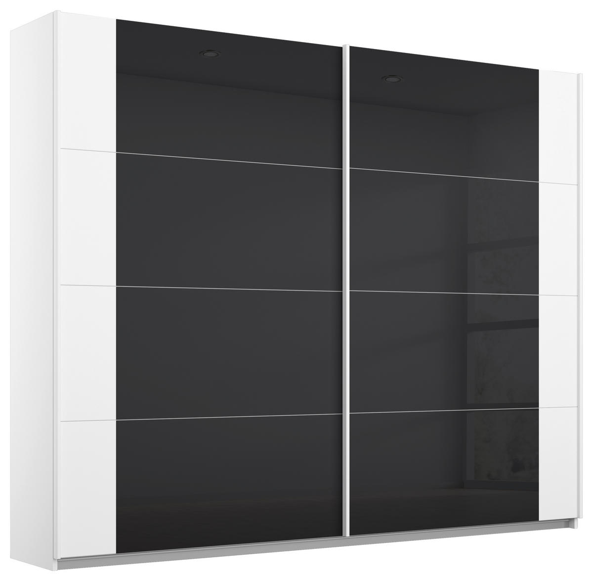 SCHWEBETÜRENSCHRANK 226/210/62 cm 2-türig Anthrazit, Weiß  - Anthrazit/Weiß, MODERN, Glas/Holzwerkstoff (226/210/62cm) - Rauch Möbel