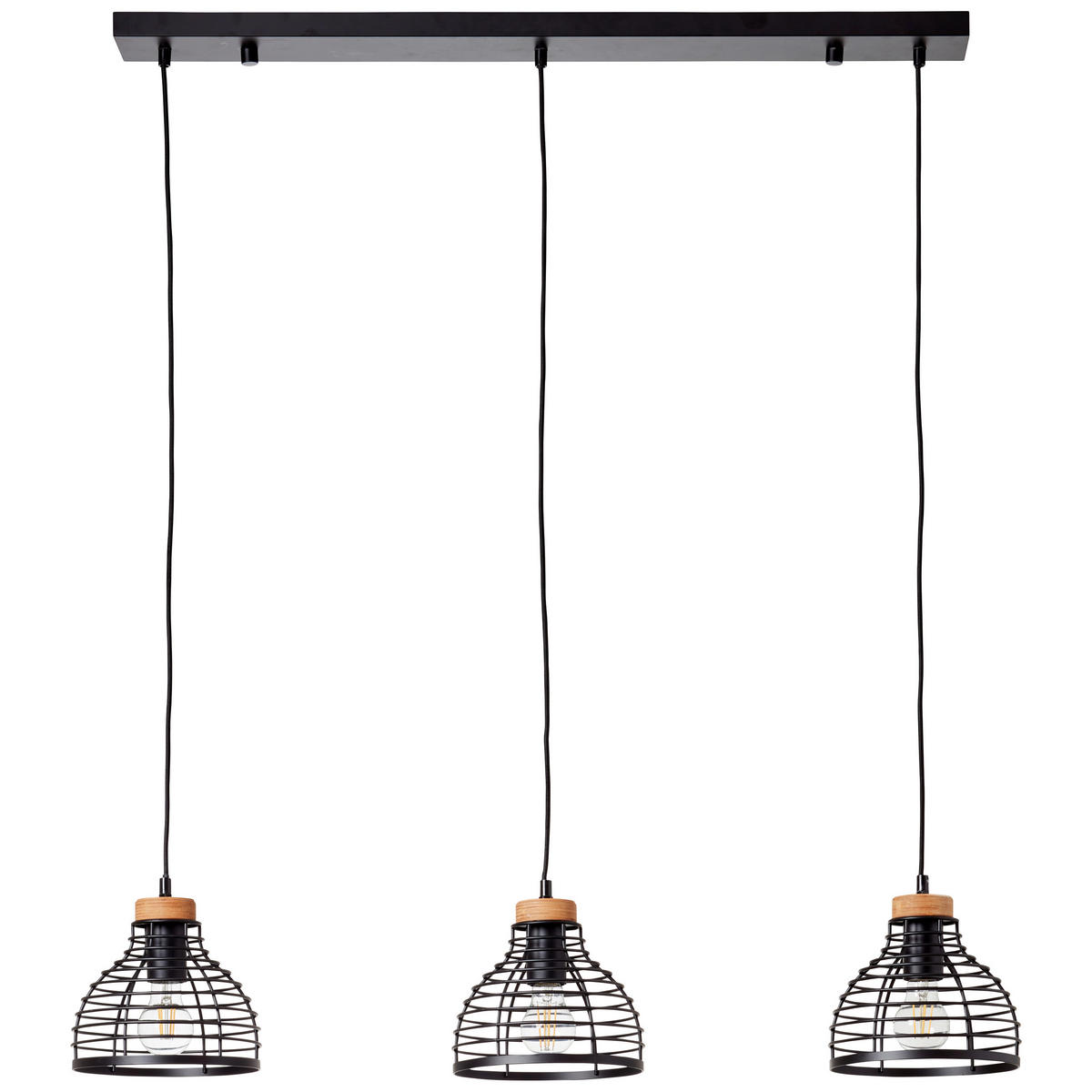 PENDELLEUCHTE 100/25/120 cm  - Schwarz, Natur, Holz/Metall (100/25/120cm) - Brilliant
