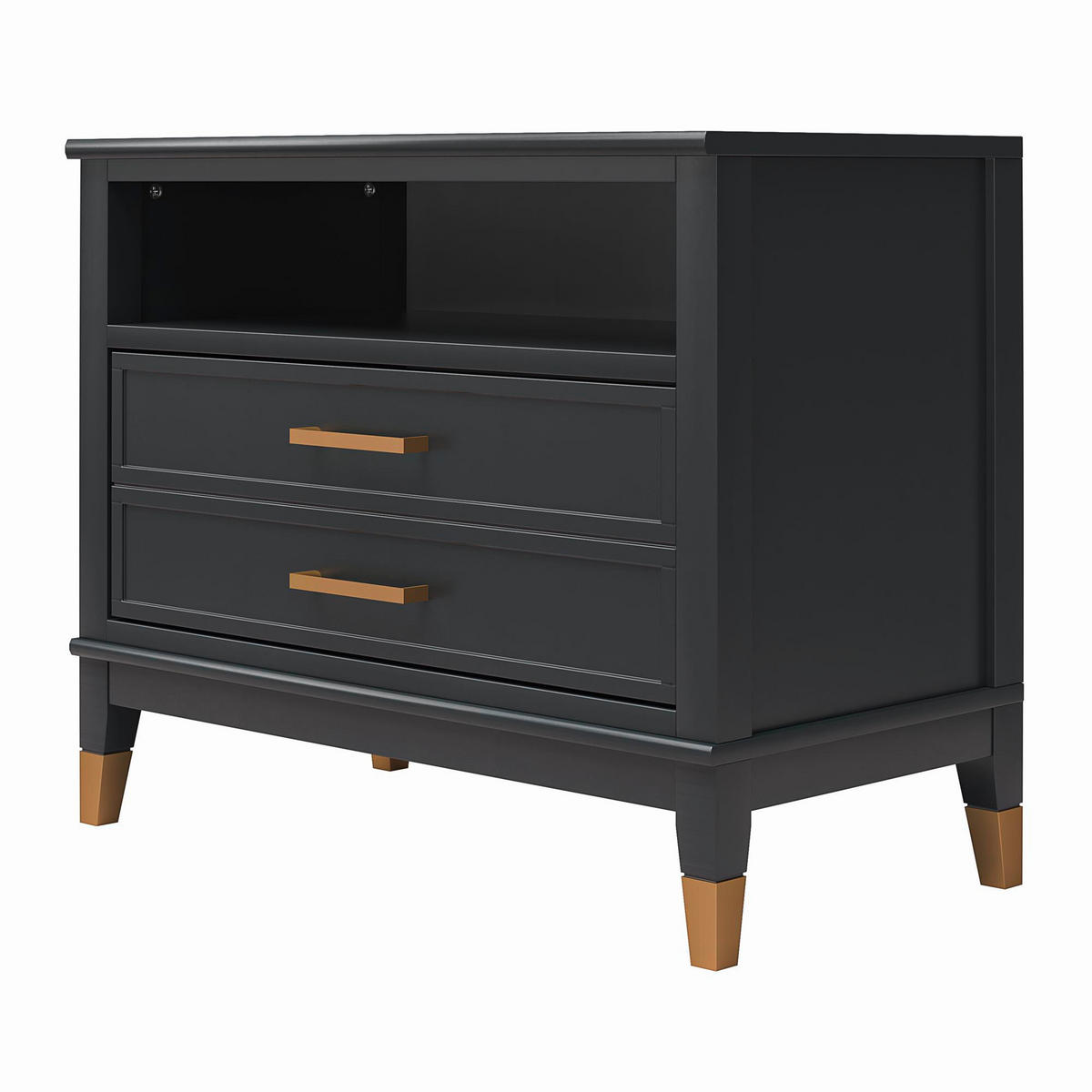 NACHTTISCH 76/61/40 cm  in Schwarz  - Messingfarben/Schwarz, Design, Holzwerkstoff/Metall (76/61/40cm) - MID.YOU