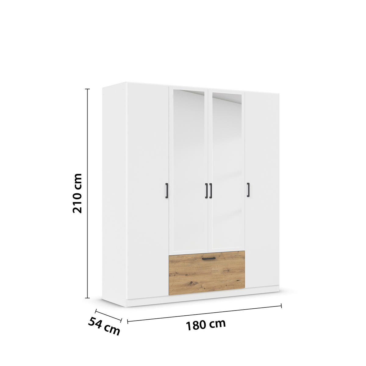 KLEIDERSCHRANK in Weiss, Eiche Artisan  - Weiss/Eiche Artisan, Basics, Holzwerkstoff/Metall (181/210/54cm) - Boxxx