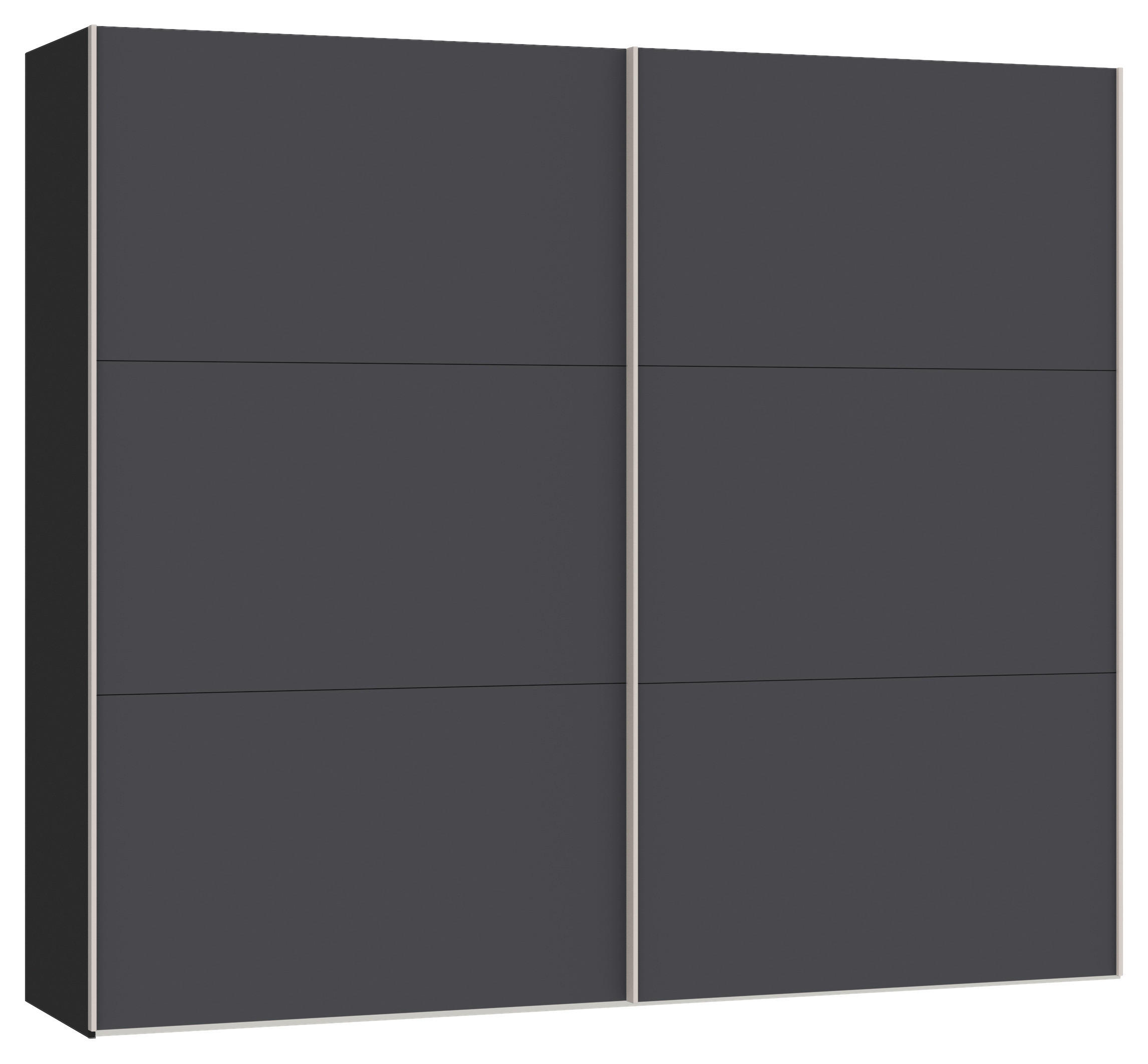 SCHWEBETÜRENSCHRANK 253/215/65 cm 2-türig Anthrazit, Schwarz - Edelstahlfarben/Anthrazit, Design, Holzwerkstoff (253/215/65cm) - Boxxx