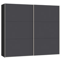SCHWEBETÜRENSCHRANK  in Anthrazit, Schwarz  - Edelstahlfarben/Anthrazit, Design, Holzwerkstoff (253/215/65cm) - Carryhome