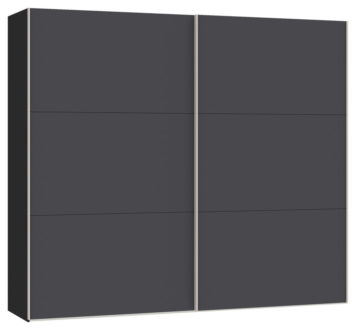 SCHWEBETÜRENSCHRANK  in Anthrazit, Schwarz  - Edelstahlfarben/Anthrazit, Design, Holzwerkstoff (253/215/65cm) - Carryhome