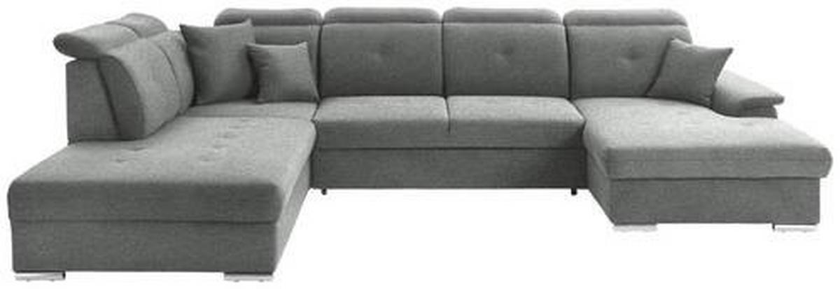 WOHNLANDSCHAFT in Flachgewebe Grau  - Silberfarben/Grau, Design, Kunststoff/Textil (263/365/187cm) - Cantus