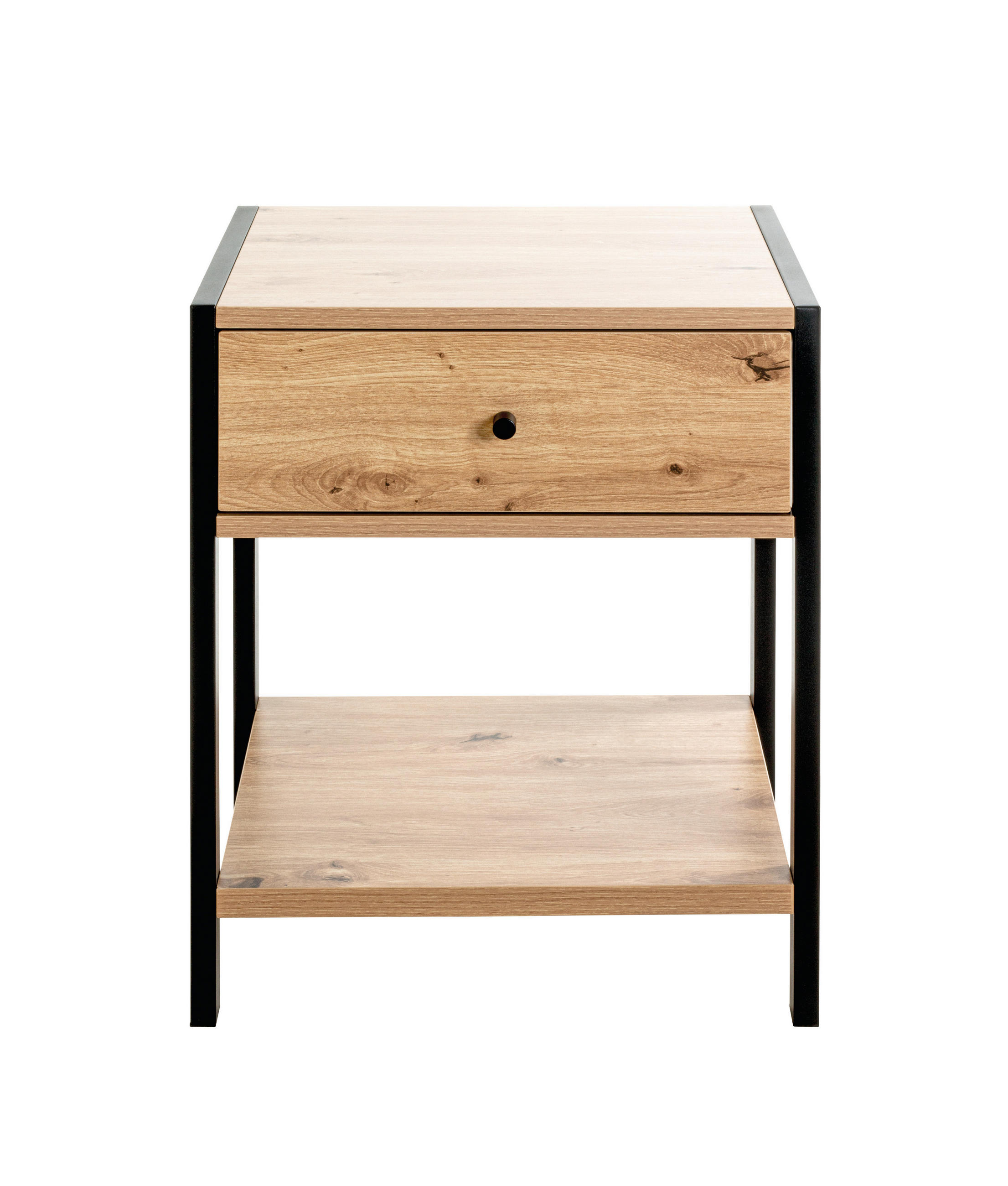XXXLutz Beistelltisch Schwarz, Eiche 43x60x48 cm