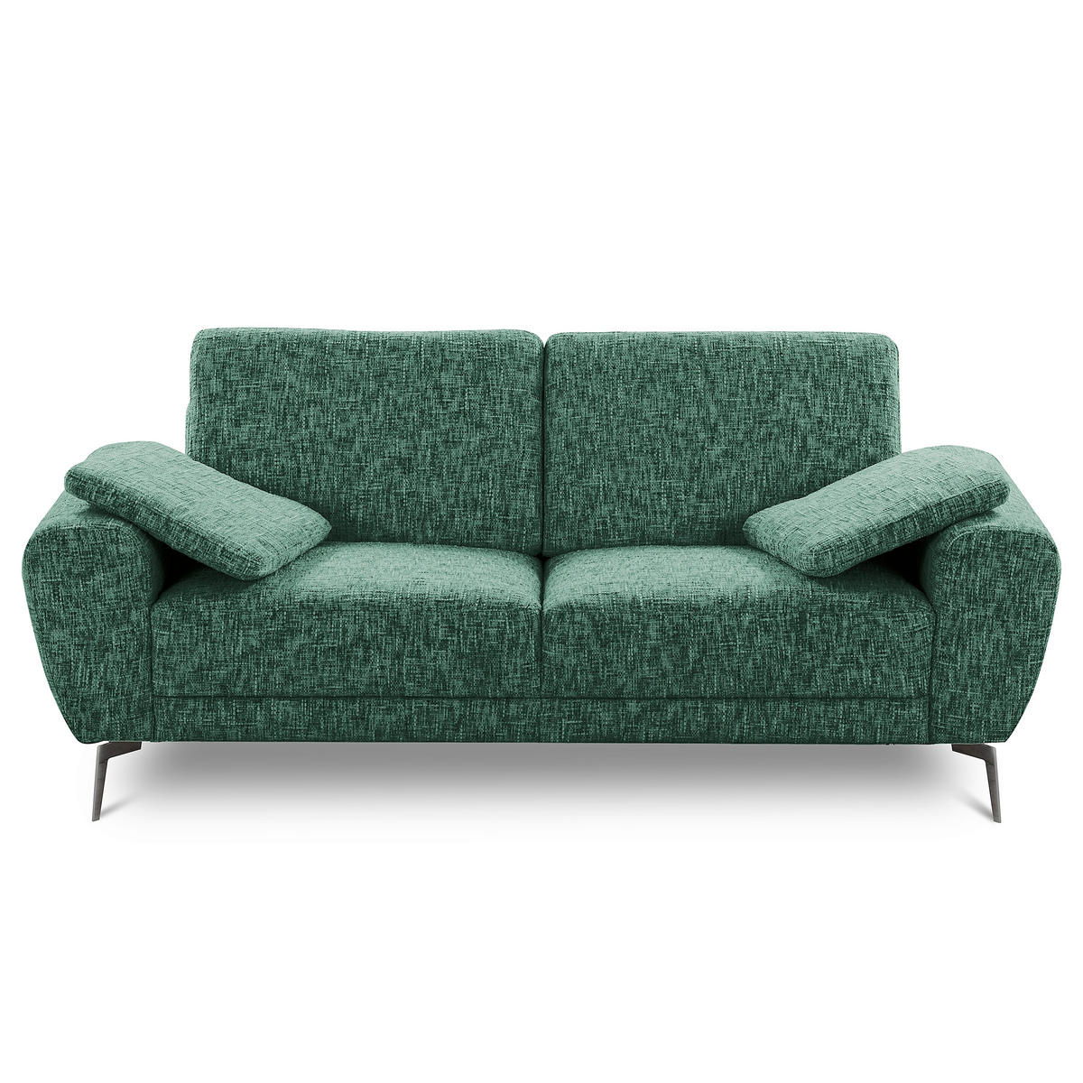2-SITZER-SOFA Webstoff Grün  - Schwarz/Grün, Design, Textil/Metall (157/85/92cm) - Livetastic