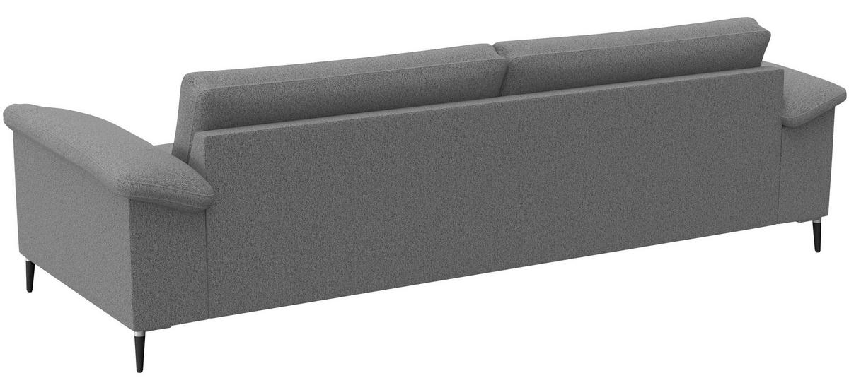 3-SITZER-SOFA Chenille, Webstoff Grau  - Schwarz/Alufarben, Design, Textil/Metall (241/84,5/92cm) - Livetastic