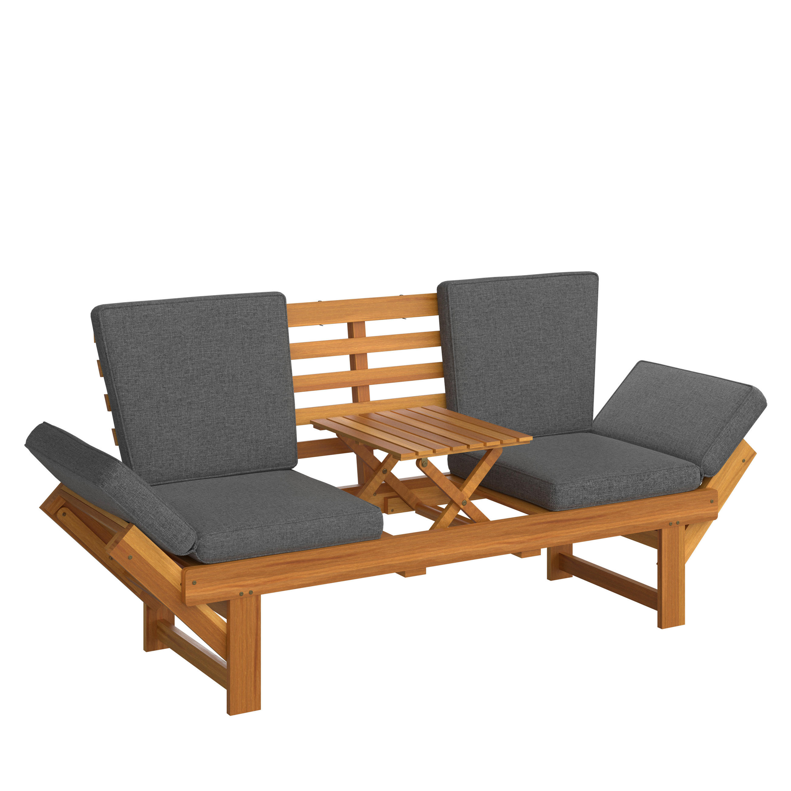 GARTENBANK 206/83/63 cm Akazie   - Akaziefarben/Grau, MODERN, Holz/Textil (206/83/63cm) - Ambia Garden