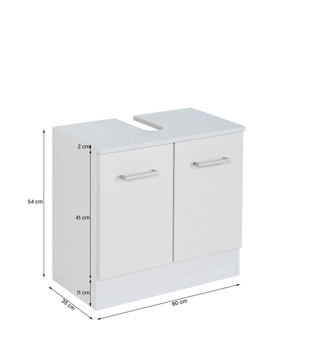 WASCHBECKENUNTERSCHRANK 60/56/35 cm  - Silberfarben/Weiß, MODERN, Holzwerkstoff/Metall (60/56/35cm) - Held