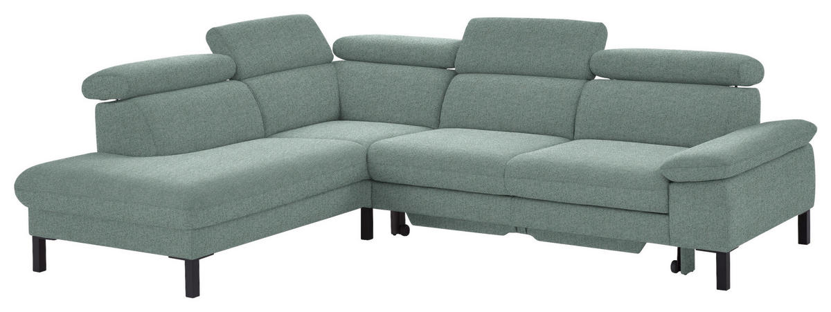 ECKSOFA in Flachgewebe Mintgrün  - Schwarz/Mintgrün, Design, Holzwerkstoff/Textil (217/272cm) - Pure Home Comfort