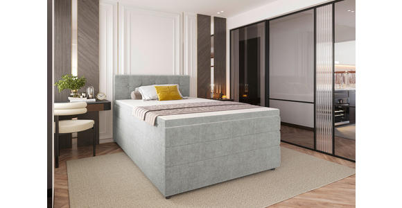 BOXSPRINGBETT 120/200 cm  in Hellgrau  - Hellgrau/Schwarz, KONVENTIONELL, Kunststoff/Textil (120/200cm) - Carryhome
