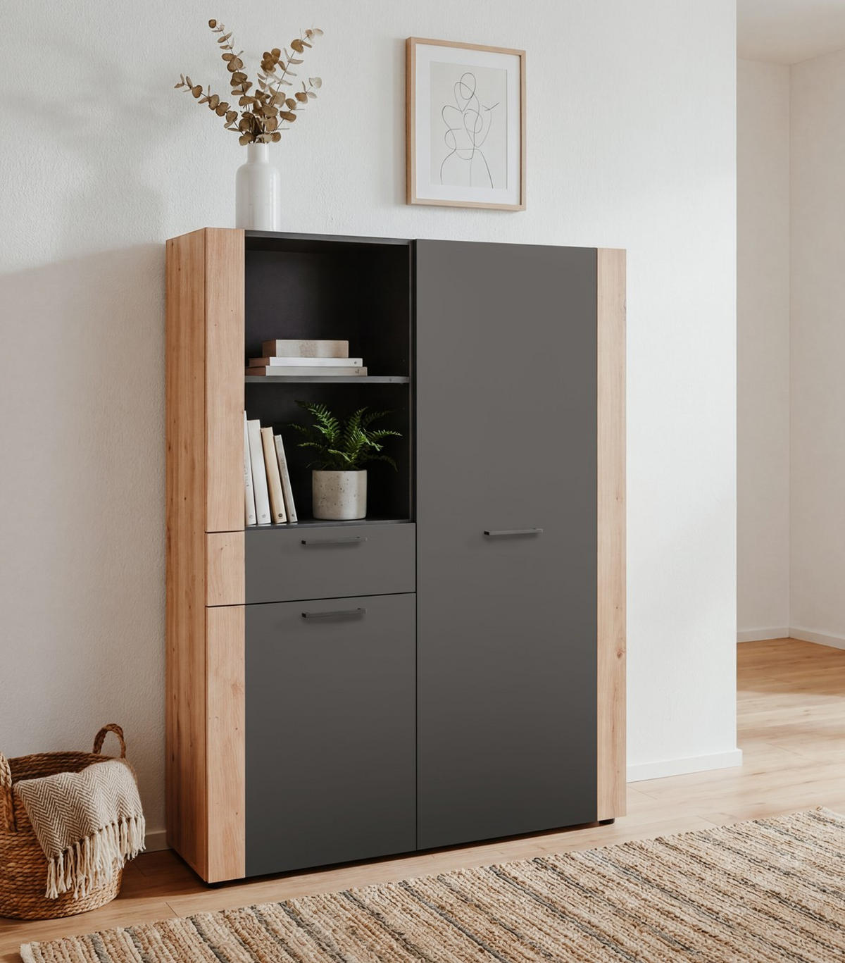 HIGHBOARD  100/155/35 cm  - Anthrazit/Schwarz, Design, Holzwerkstoff/Kunststoff (100/155/35cm) - MID.YOU