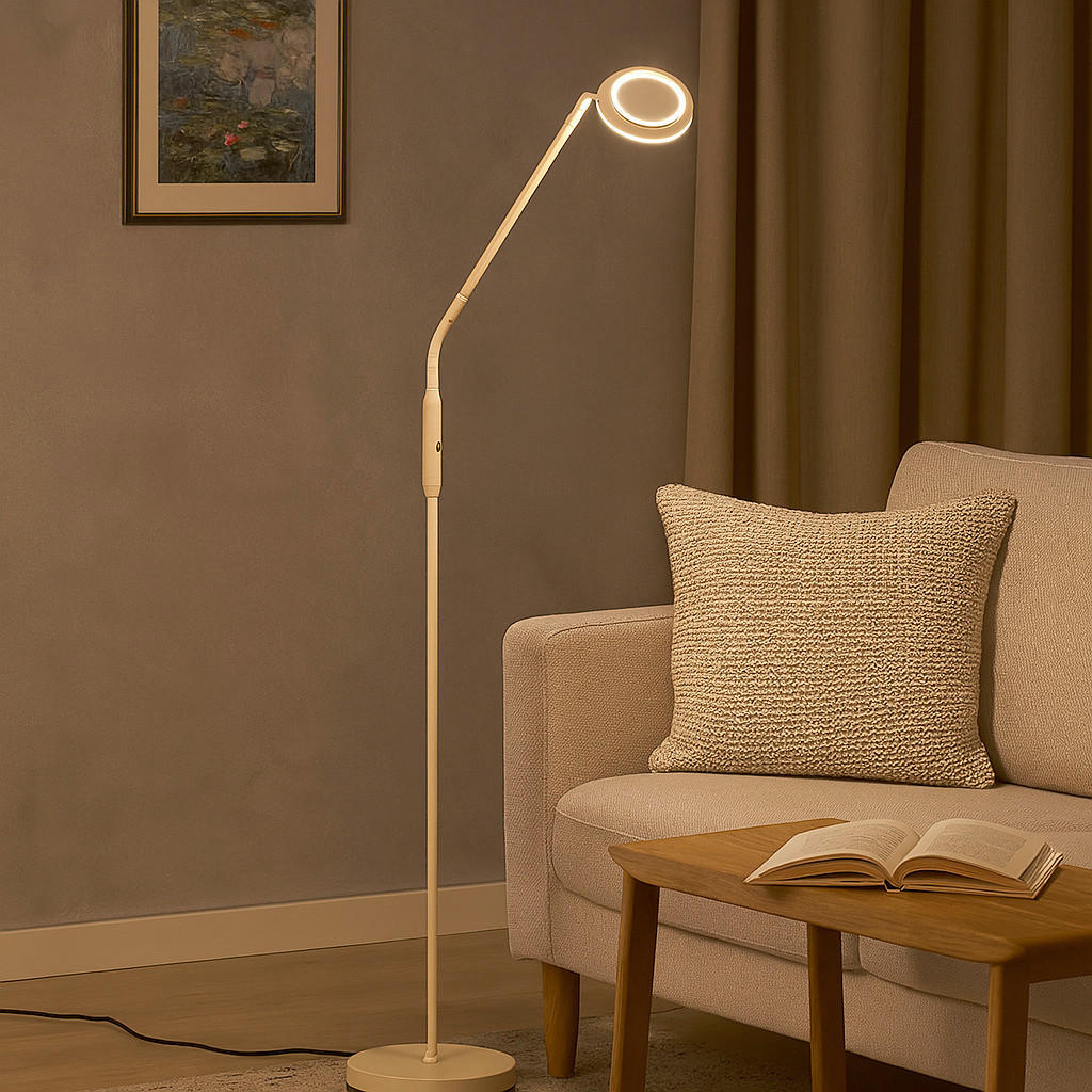 LED-STEHLEUCHTE Sorento 23/138/45 cm   - Sandfarben, Design, Metall (23/138/45cm) - Fischer & Honsel