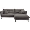 ECKSOFA Grau Cord  - Schwarz/Grau, MODERN, Textil/Metall (255/180cm) - Livetastic
