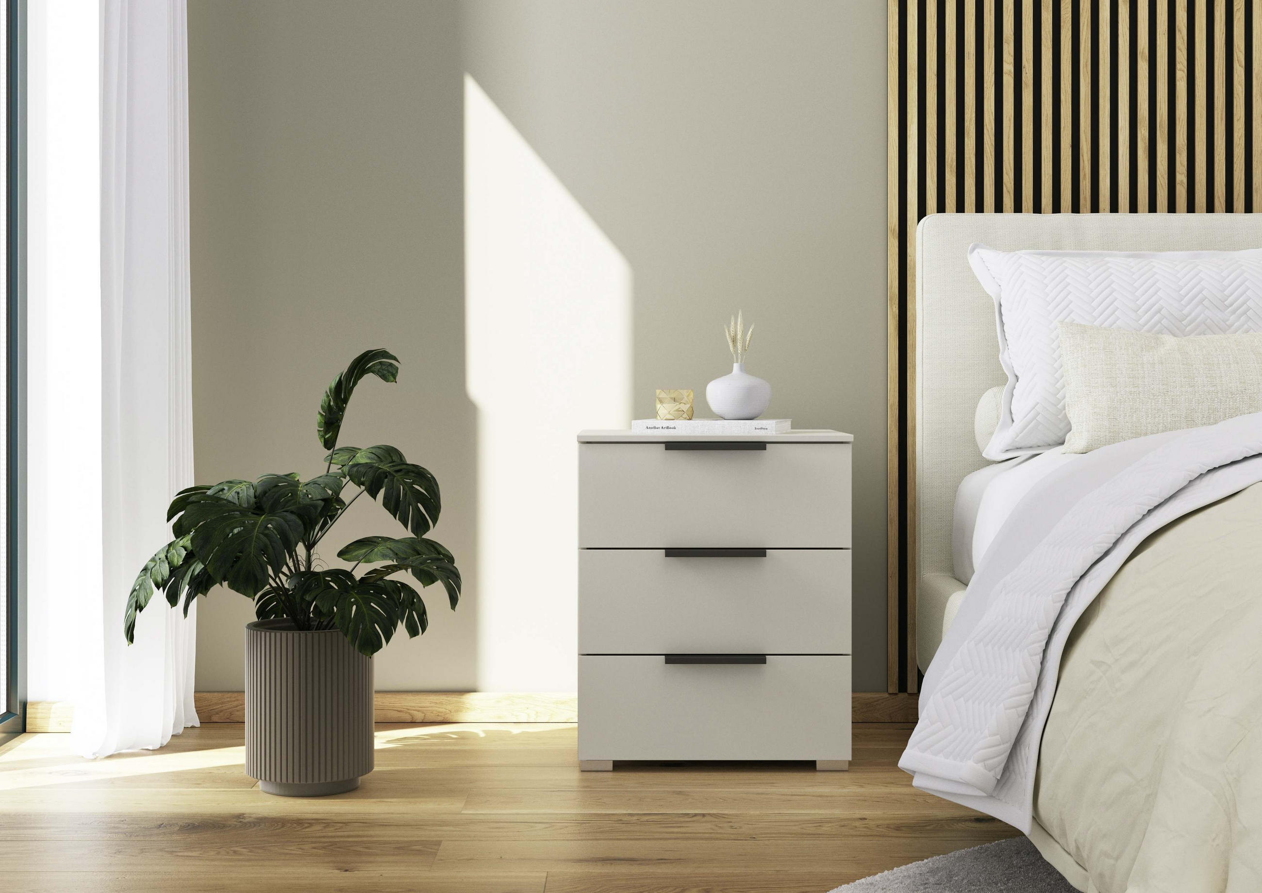 NACHTSCHRANK 50/61/42 cm  - Champagner/Silberfarben, Trend, Holzwerkstoff/Metall (50/61/42cm) - Novel
