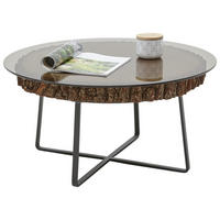 COUCHTISCH in Glas, Holz, Metall 80/80/40 cm  - Eichefarben/Anthrazit, Design, Glas/Holz (80/80/40cm) - Valnatura