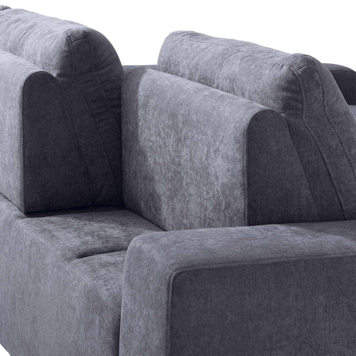 ECKSOFA in Flachgewebe Dunkelgrau  - Dunkelgrau, Design, Textil/Metall (260/188cm) - Hom`in