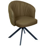 ARMLEHNSTUHL  automatische Rückholfunktion, Sitzfläche 320° drehbar Webstoff Echtleder  - Schwarz/Olivgrün, Design, Leder/Textil (59/82/62cm) - Novel