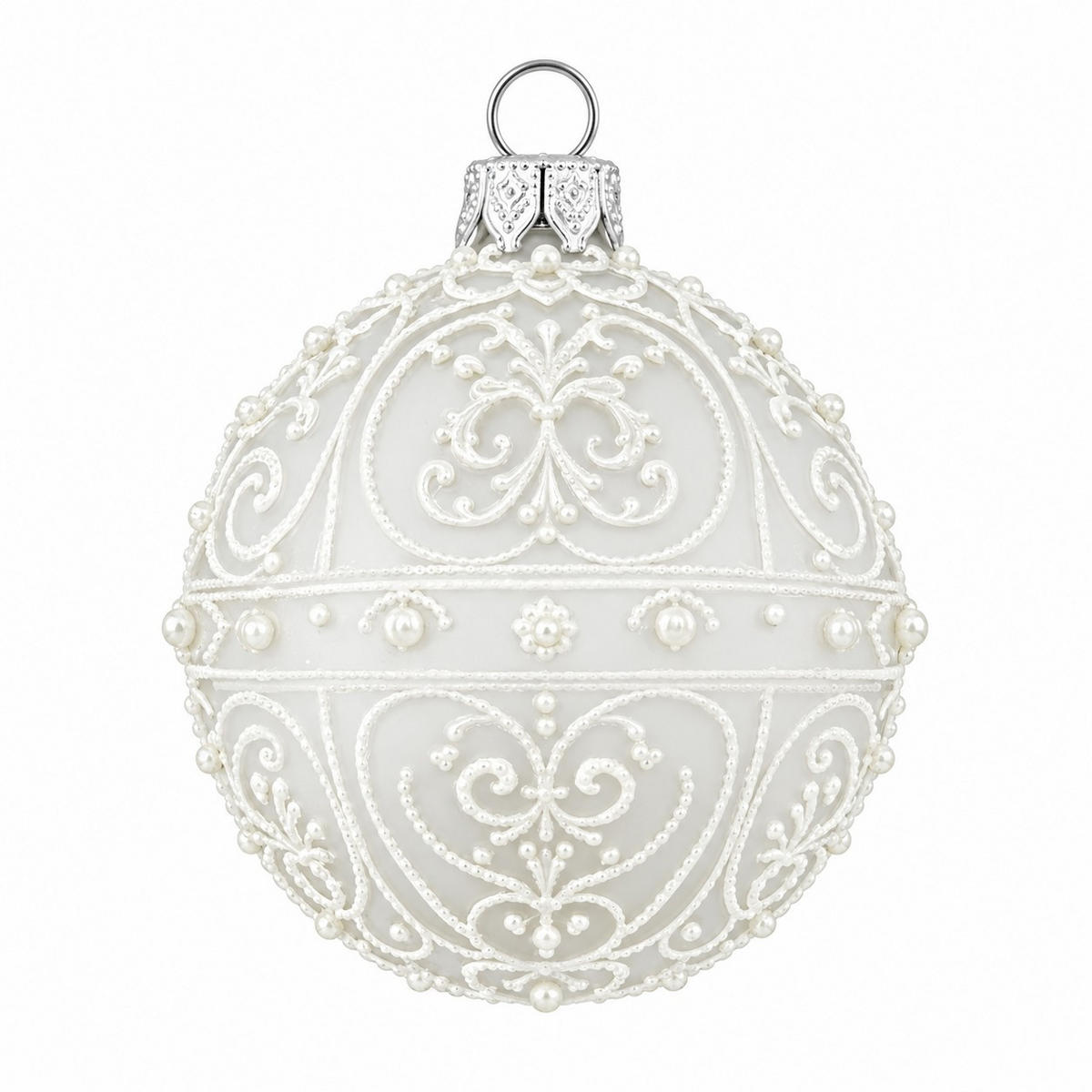 CHRISTBAUMKUGEL 10 cm  - Silberfarben/Weiß, LIFESTYLE, Glas/Metall (10cm) - X-Mas