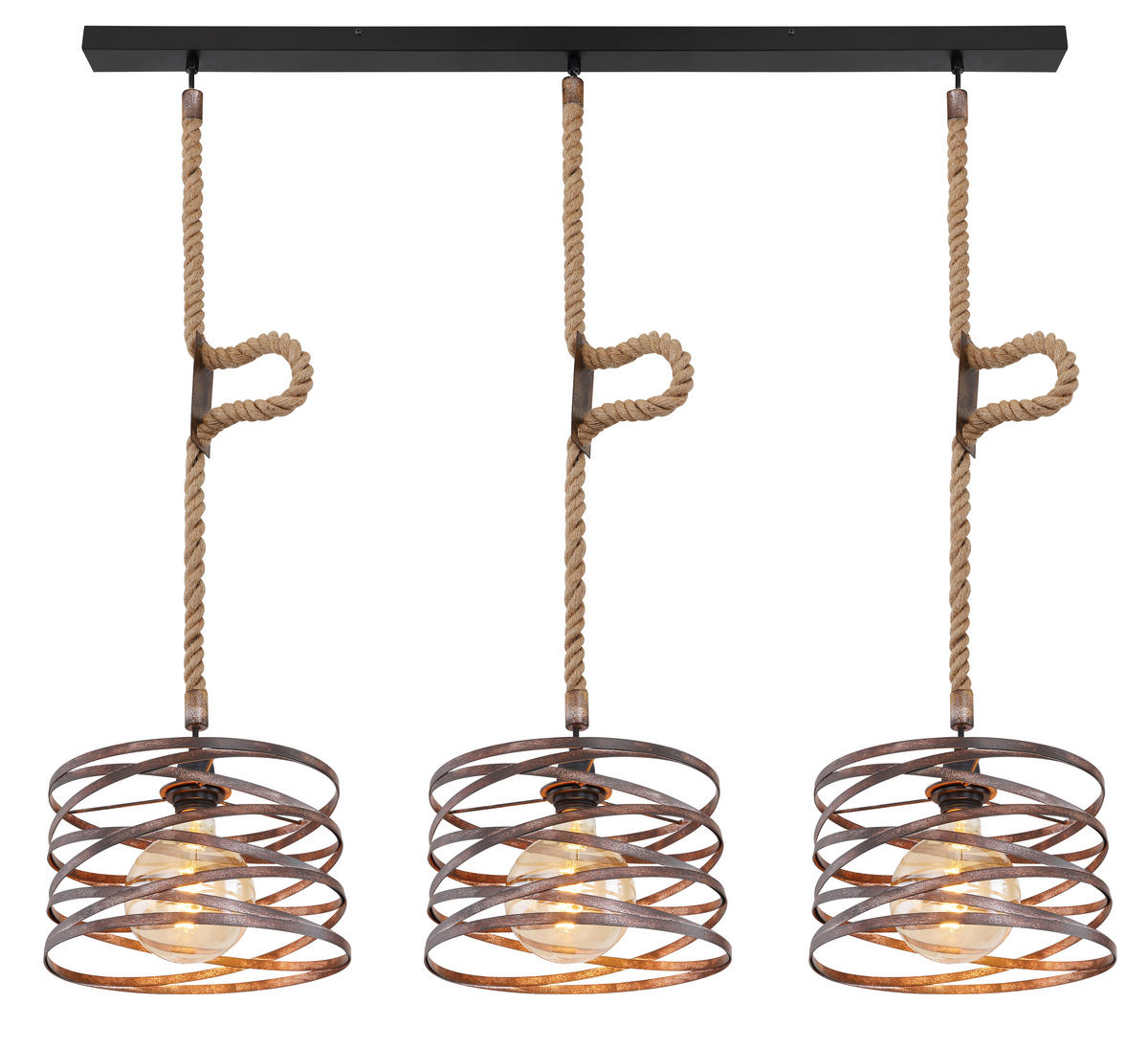 HÄNGELEUCHTE 115/28/120 cm   - Rostfarben/Schwarz, Basics, Naturmaterialien/Metall (115/28/120cm) - Globo