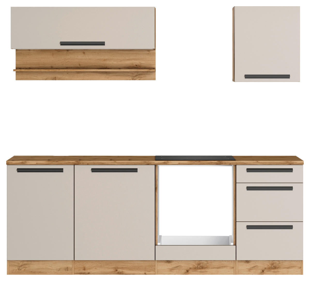 KÜCHENLEERBLOCK Aveiro 220 cm  in Kaschmir, Eiche Wotan  - Kaschmir/Eiche Wotan, Trend, Holzwerkstoff/Metall (220cm) - Held