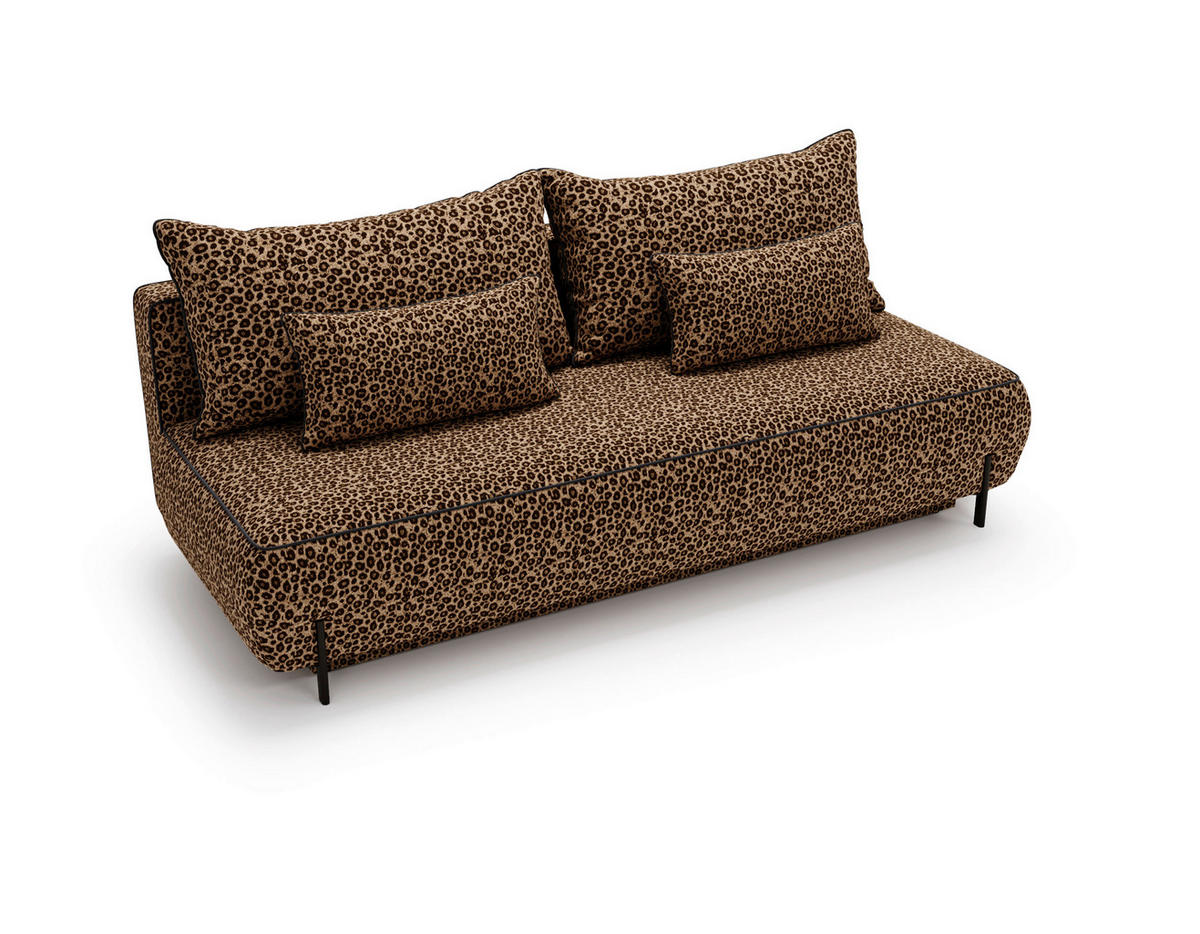 SCHLAFSOFA Jacquard Orange Stoffauswahl, Rücken echt  - Schwarz/Orange, Design, Textil/Metall (212/90/95cm) - Livetastic