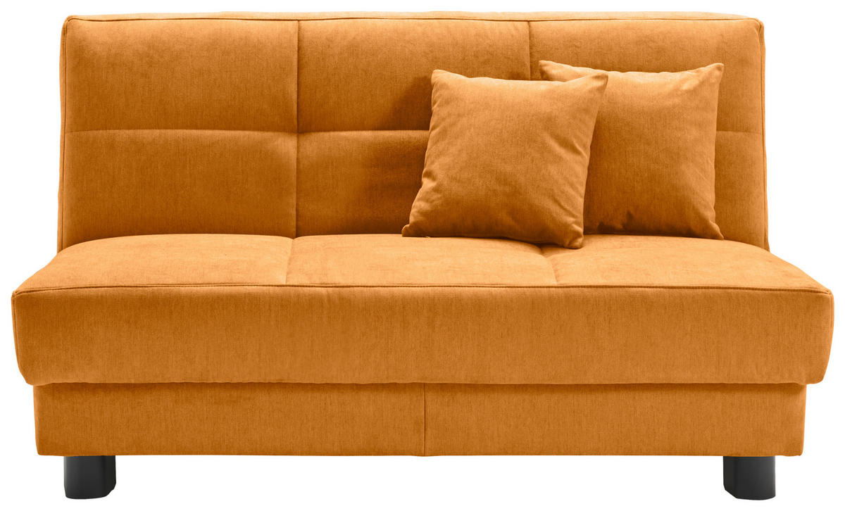 SCHLAFSOFA Mikrovelours Currygelb  - Currygelb/Schwarz, KONVENTIONELL, Textil/Metall (145/85/100cm) - Carryhome