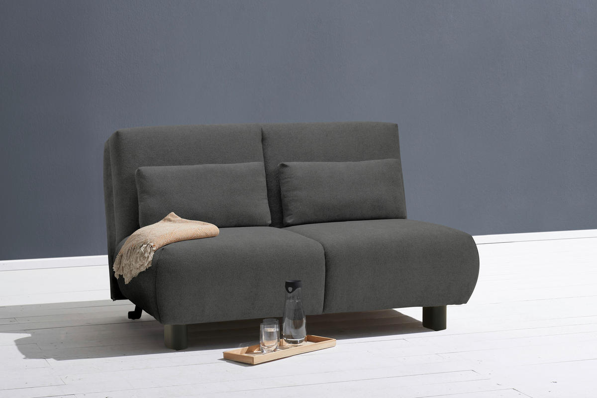SCHLAFSOFA Flachgewebe Dunkelgrau  - Dunkelgrau/Schwarz, KONVENTIONELL, Textil/Metall (150/85/100cm) - Carryhome